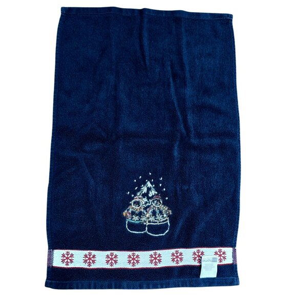 2 VTG Christmas Snowman Hand Towel Embroidered Snowflakes Tree Holiday Decor JCP - Picture 9 of 13